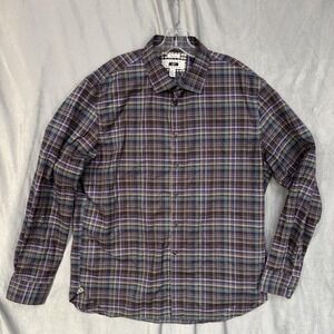 Joseph Abboud Shirt Mens XL Purple Plaid Non Iron 100% Cotton Long Sleeve Button